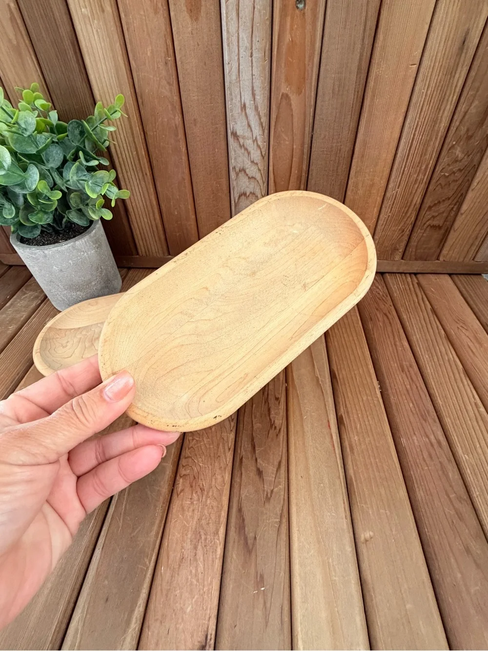 Harry & David Natural Wooden Boho Serving Trays, Set of 2 Nesting Decor
